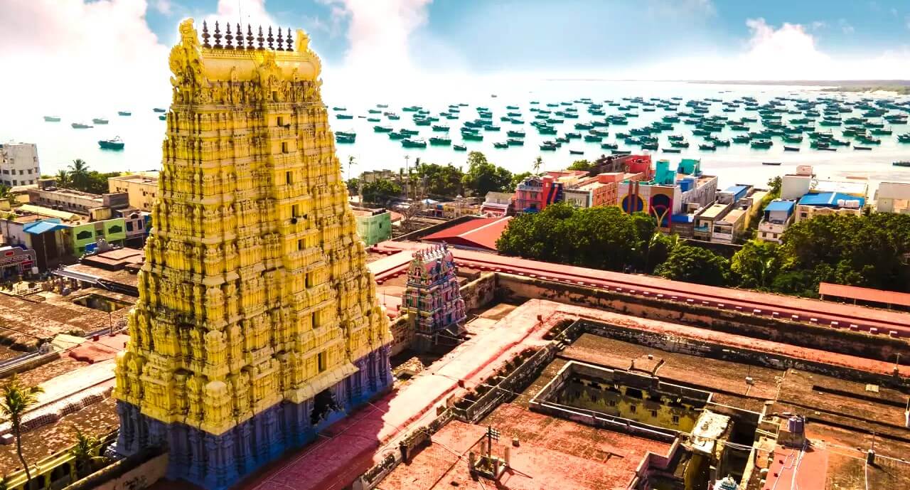 Ramanathaswamy Temple corridor in Rameshwaram, Tamil Nadu